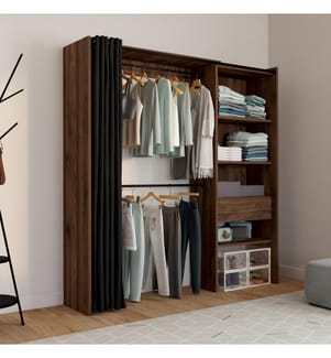 Dressing Aline extensible 120-170cm effet noyer 1 colonne