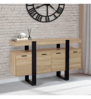 Buffet Brixton 160 x 40 x 80 cm - Brun Clair & Noir