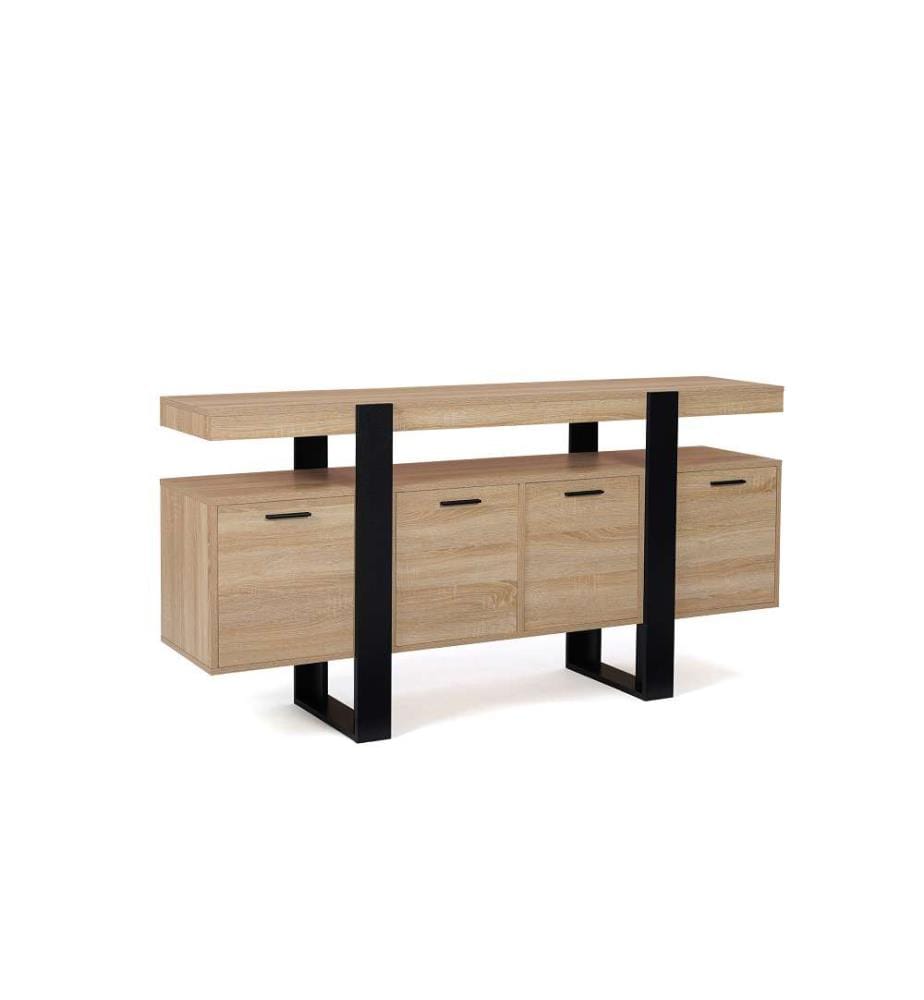 Buffet Brixton 160 x 40 x 80 cm - Brun Clair & Noir