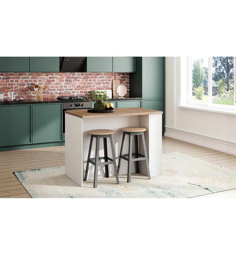 Îlot Central de Cuisine Dario 120 x 70 x 90 cm - Brun & Blanc