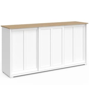Buffet Jamy 3 portes - Blanc et bois