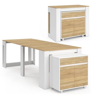 Console extensible Nora - Blanc et bois