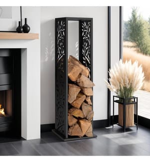 Range bûches vertical ajouré avec motifs 112 cm - Noir