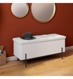 Banc coffre avec pieds dorés Loan 100 cm - Blanc