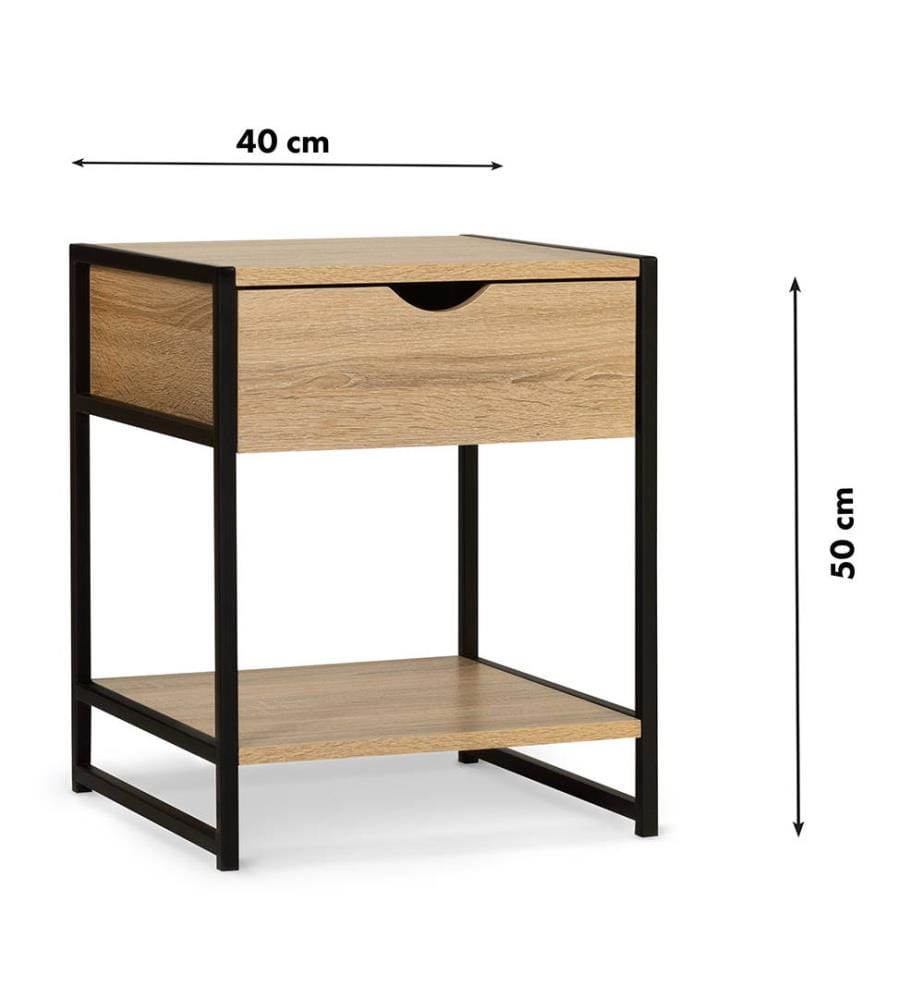 Set di 2 Comodini Memphis 40 x 40 x 50 cm - Marrone e Nero