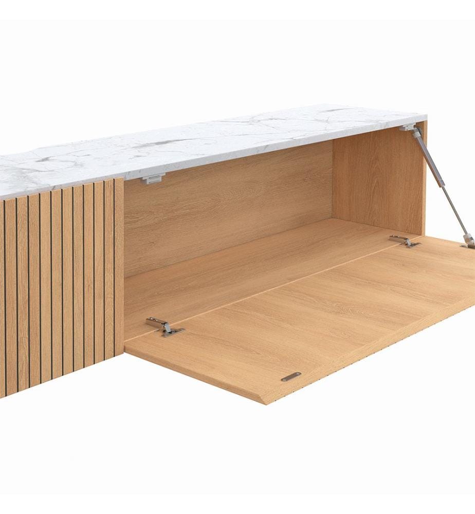 Mobile TV sospeso Marceau L180cm - Effetto marmo bianco e marrone