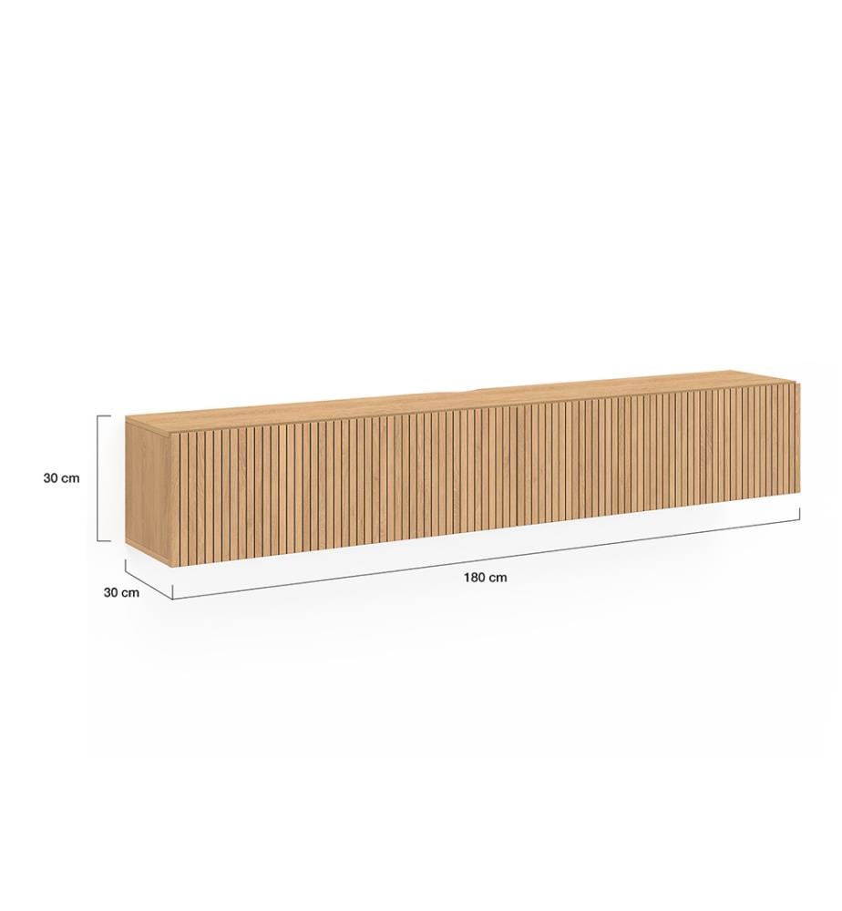 Porta TV a parete Faustine effetto doghe L180cm - Marrone