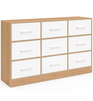Commode Uma 9 tiroirs - Bois et blanc