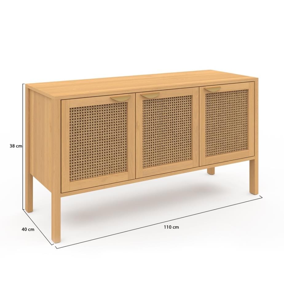 Buffet Eve 3 portes en cannage L110cm