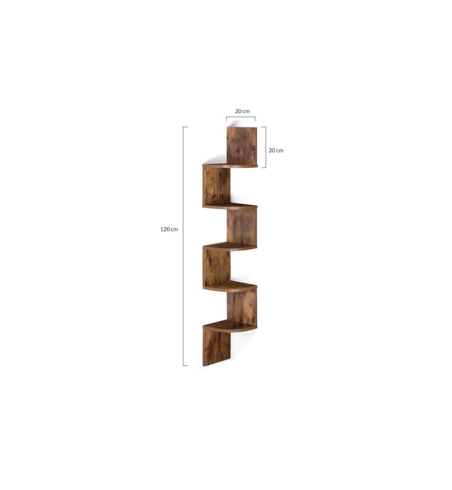Mensola a Muro Ad Angolo 20 x 20 x 120 cm - Marrone Scuro