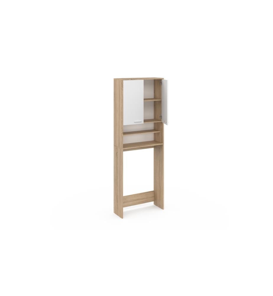 Meuble dessus machine à laver Will 65 x 24 x 180 cm - Blanc et Brun Clair
