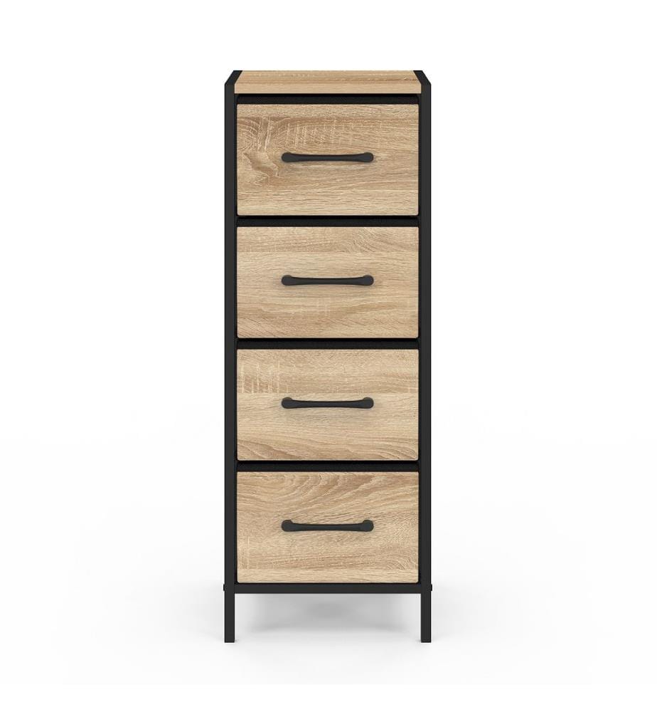 Meuble d'appoint Iris 4 tiroirs - Bois et noir