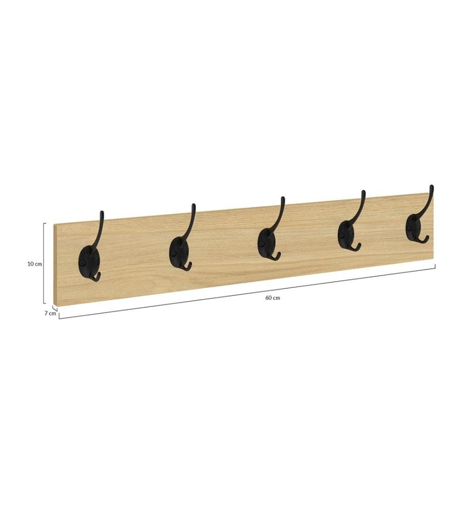 Set di 2 appendiabiti da parete Memphis - Legno e nero