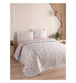 Gesteppte Tagesdecke in King-Size – Puderrosa