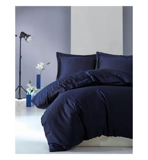King-Size-Bettwäschegarnitur aus Satin – Dunkelblau