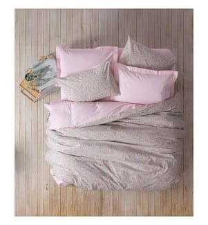 King-Size-Bettwäsche-Set – Rosa und Grau