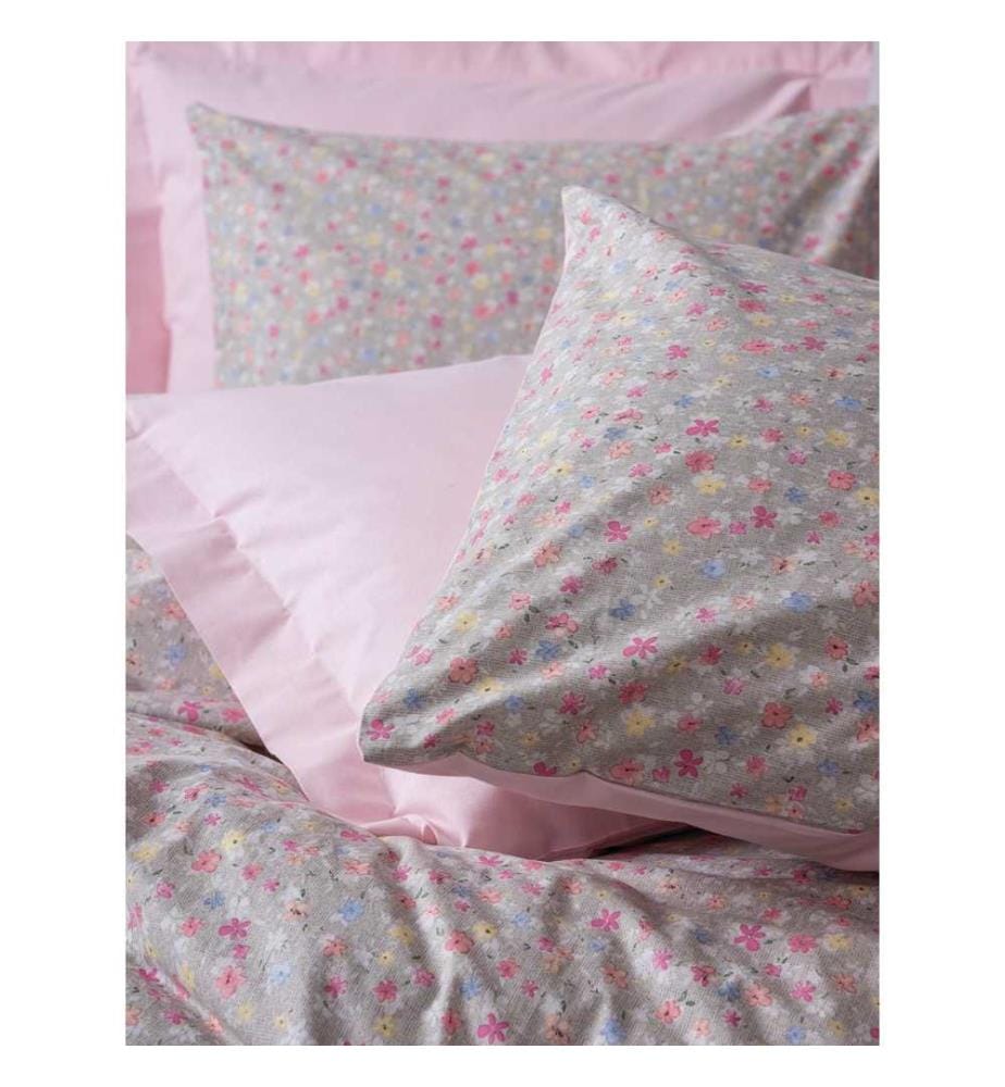King-Size-Bettwäsche-Set – Rosa und Grau