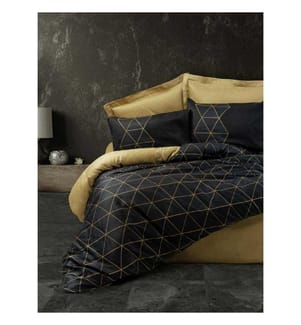 King-Size-Bettwäsche-Set – Gold und Schwarz