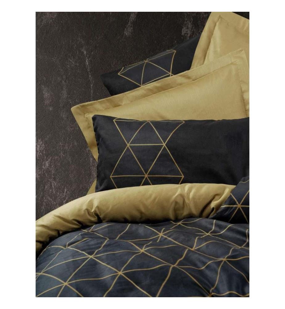 King-Size-Bettwäsche-Set – Gold und Schwarz