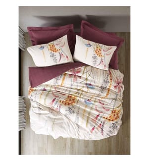 King-Size-Bettwäsche-Set „Flos“ – Bordeauxrot
