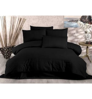 King-Size-Bettwäschegarnitur aus Satin – Schwarz
