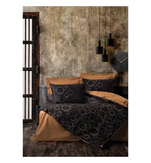 Bettwäsche-Set für Einzelbett – Kupfer und Schwarz