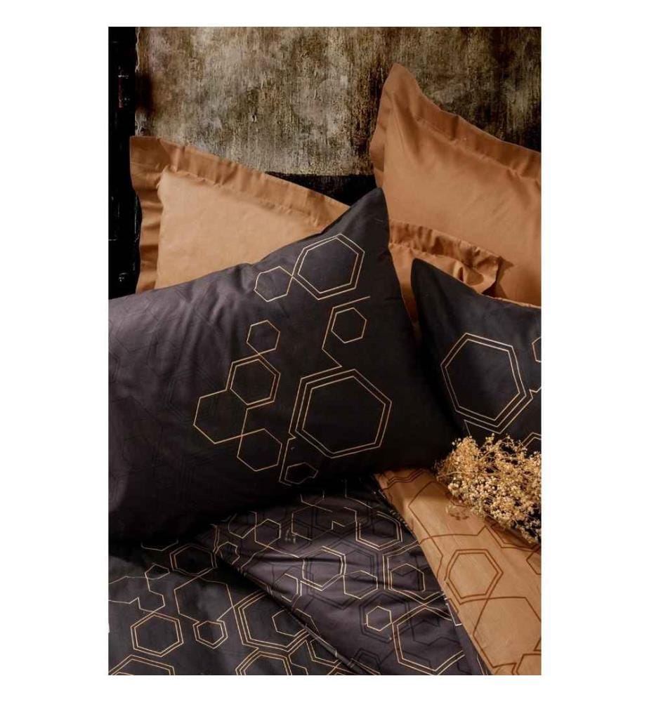 Bettwäsche-Set für Einzelbett – Kupfer und Schwarz