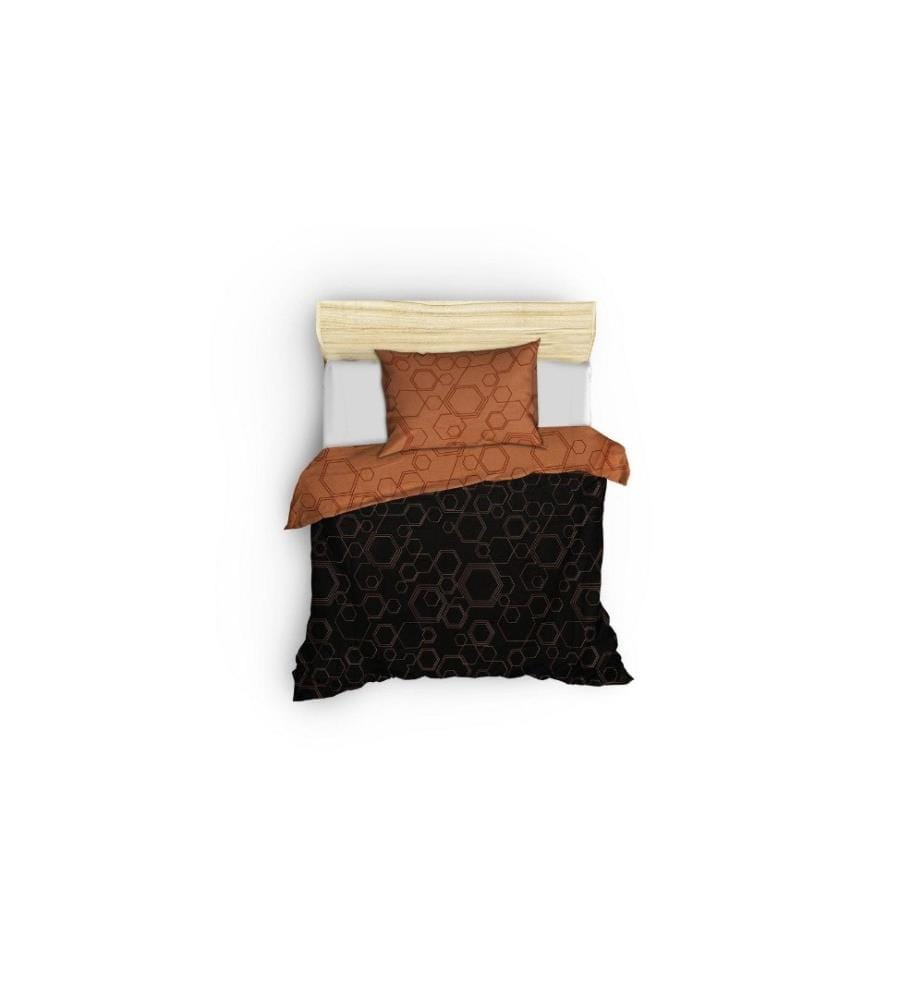 Bettwäsche-Set für Einzelbett – Kupfer und Schwarz