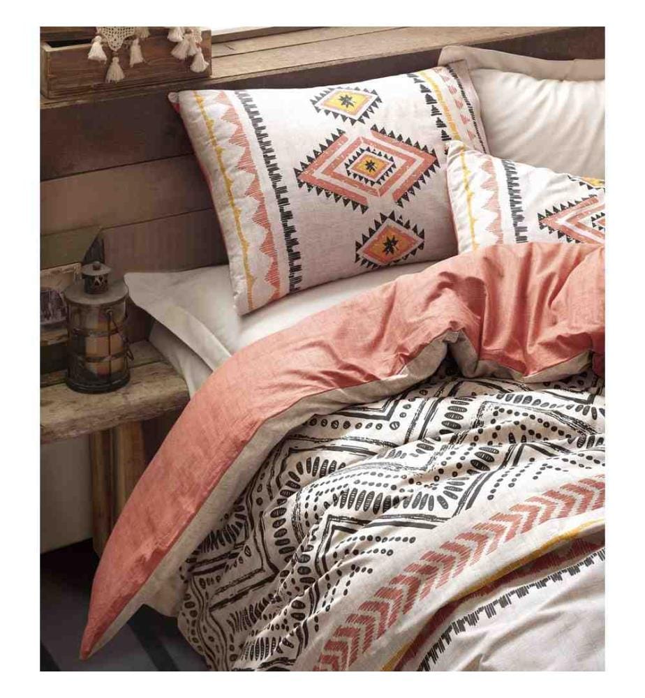 Bettwäsche-Set für Einzelbett – Rot, Gelb, Weiss und Schwarz