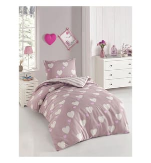 Bettdeckenbezug Simple Herz - Powder Pink