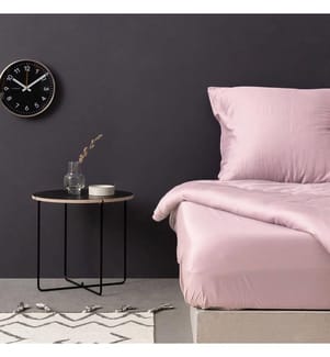 Spannbetttuch aus Satin, Einzelbett – Hellrosa
