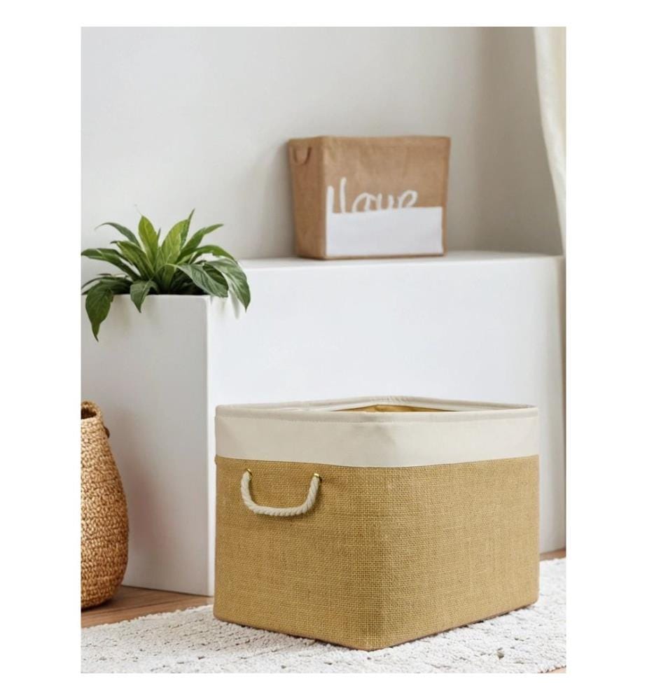 Cesto di iuta - Naturale e bianco