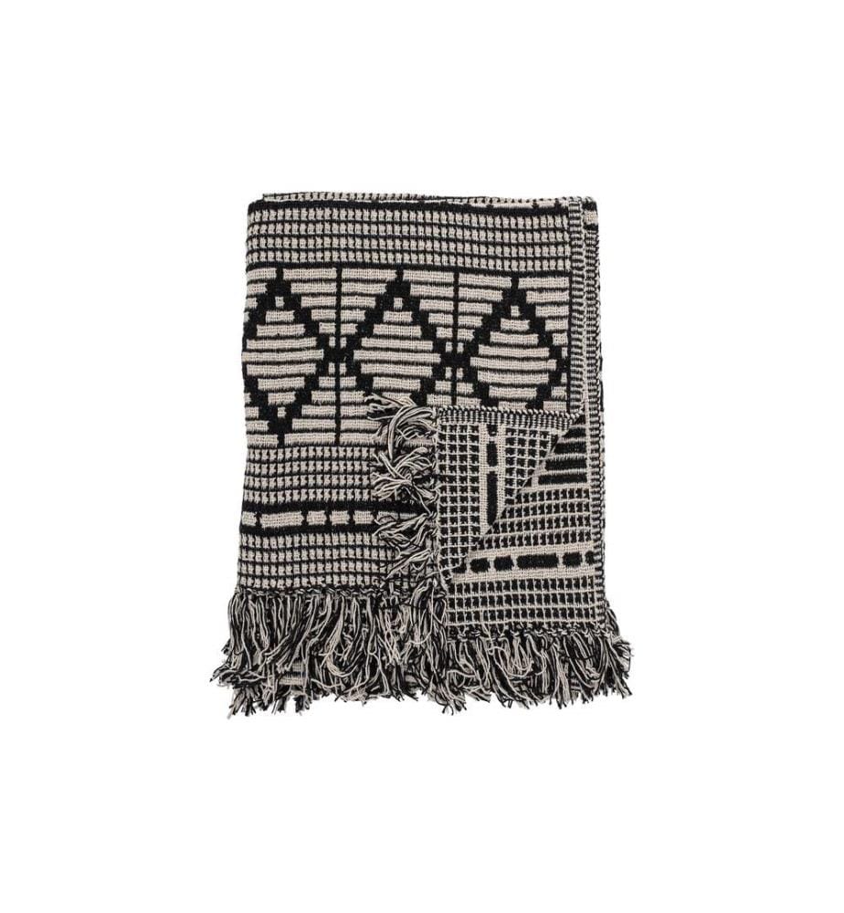 Bloomingville Couverture Gutte 130 x 160 cm, Noir/Blanc