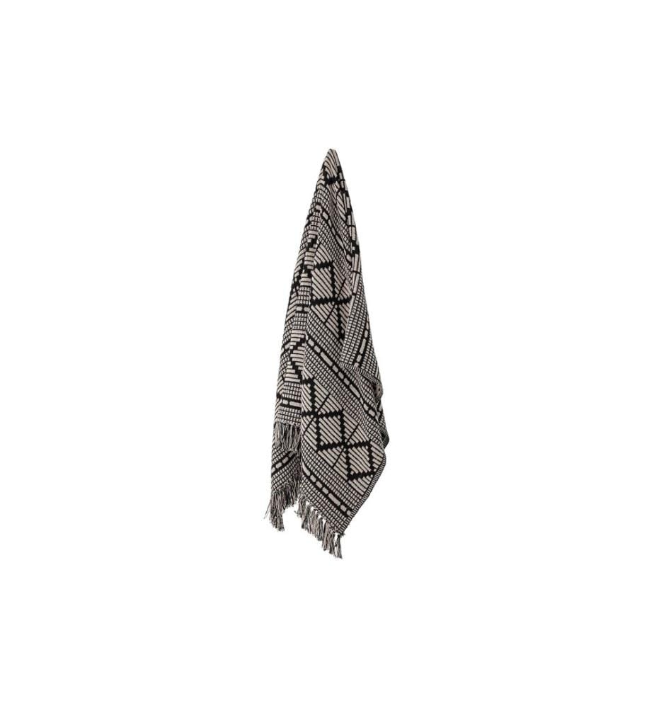 Bloomingville Couverture Gutte 130 x 160 cm, Noir/Blanc