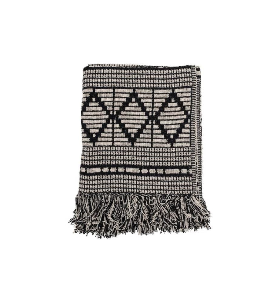Bloomingville Couverture Gutte 130 x 160 cm, Noir/Blanc