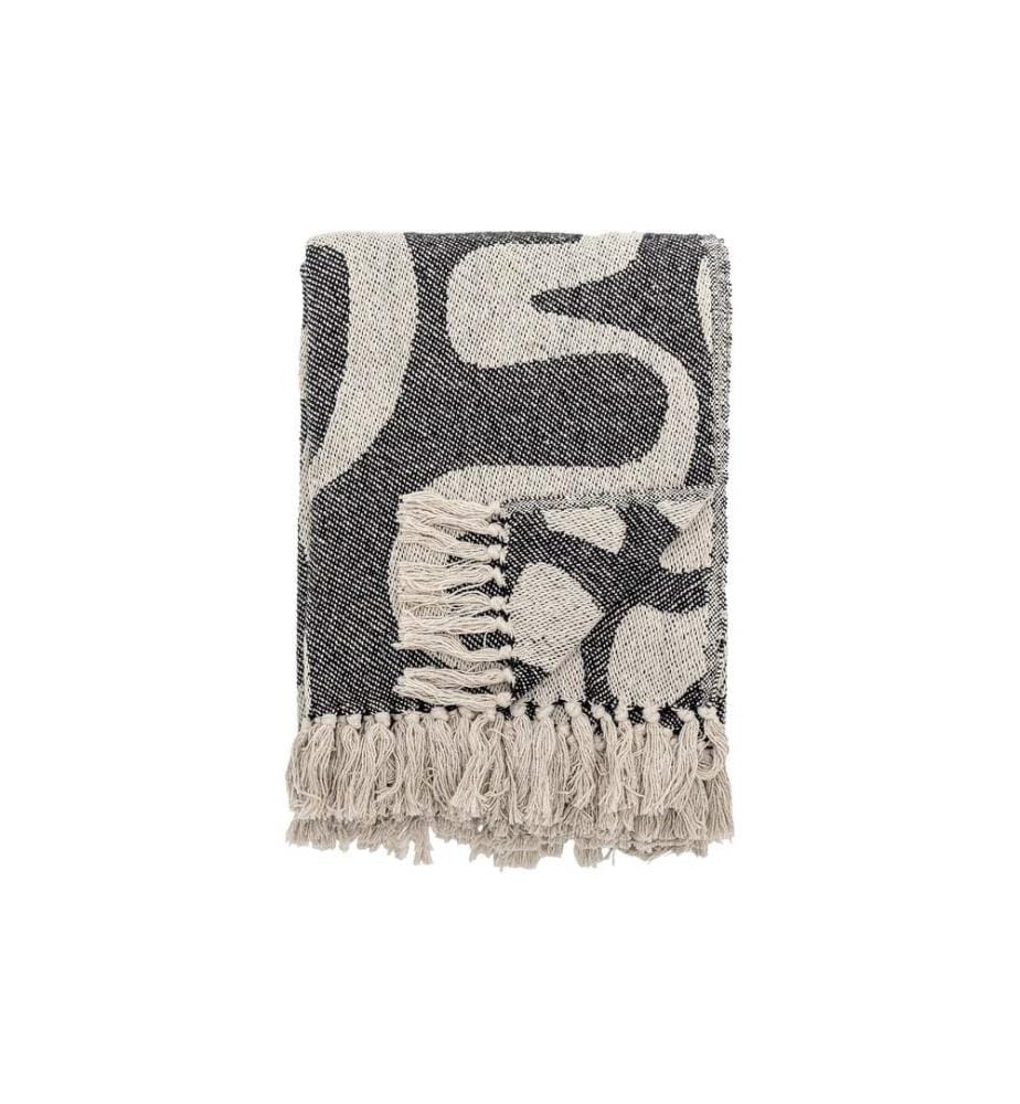 Couverture Bloomingville Salobre 160 x 130 cm, Noir/Blanc