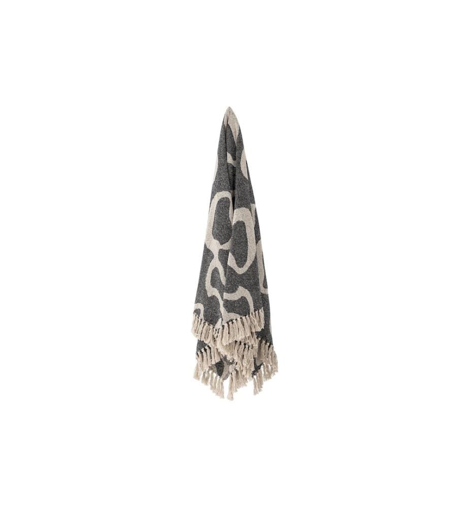 Couverture Bloomingville Salobre 160 x 130 cm, Noir/Blanc