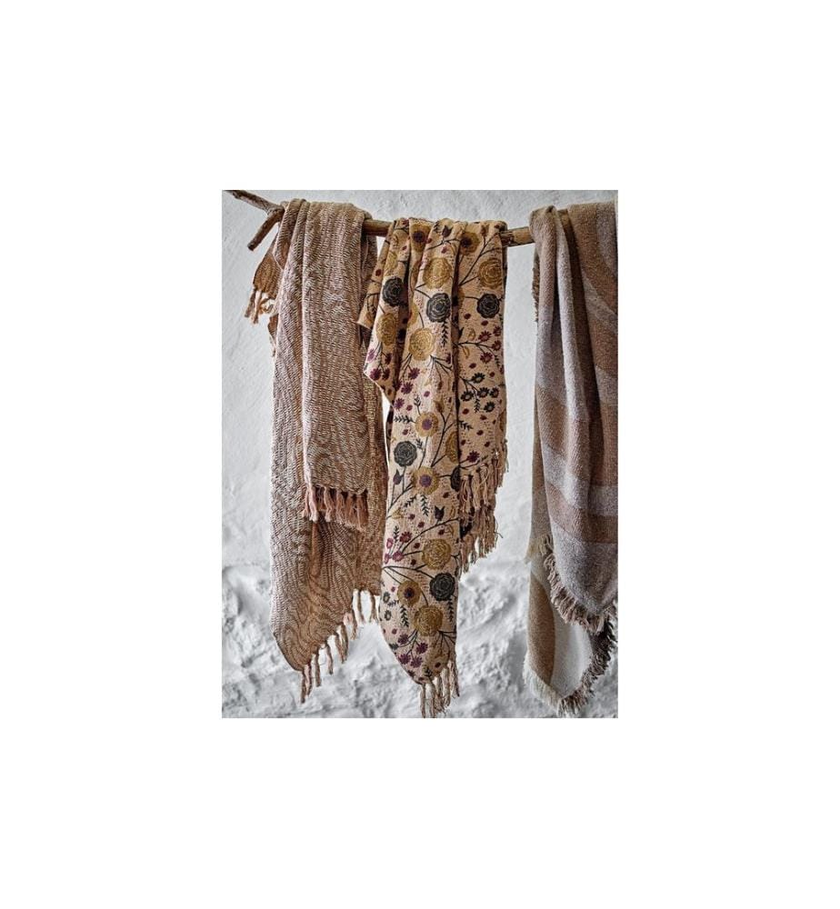 Bloomingville Couverture Salobre 160 x 130 cm, Marron/Blanc