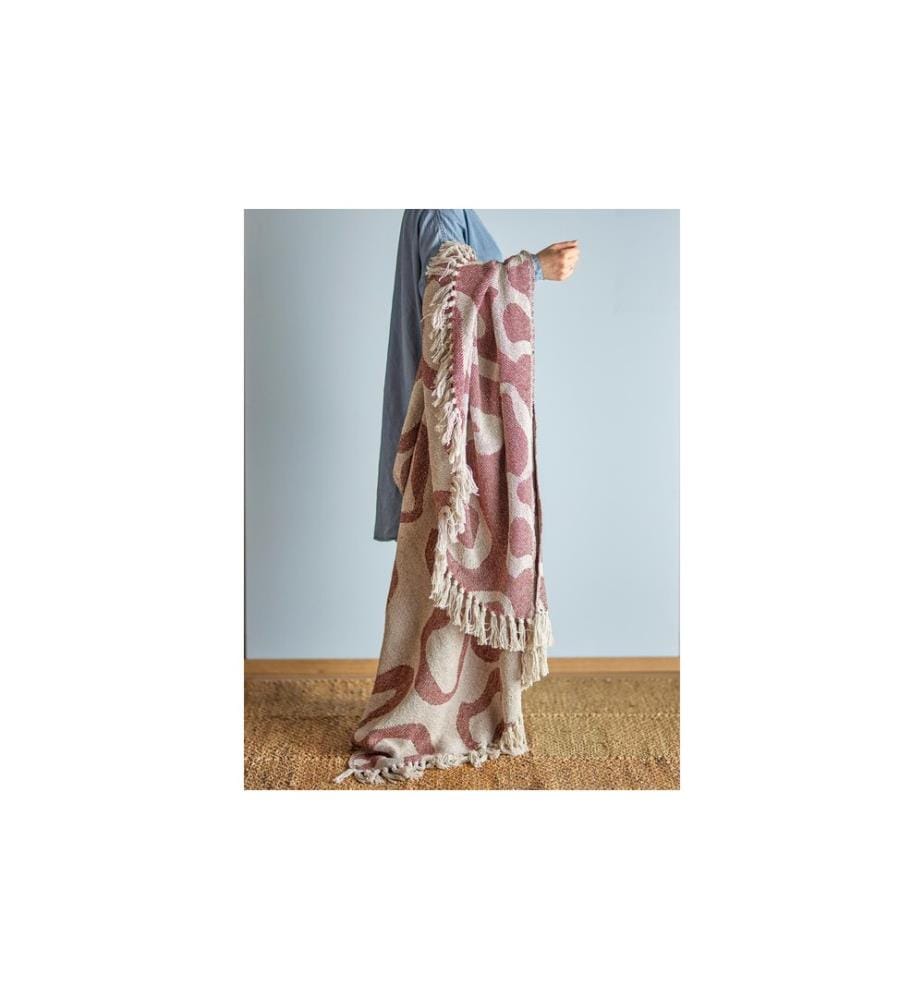 Bloomingville Couverture Salobre 160 x 130 cm, Marron/Blanc