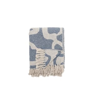 Bloomingville couverture Salobre 160 x 130 cm, bleu/blanc