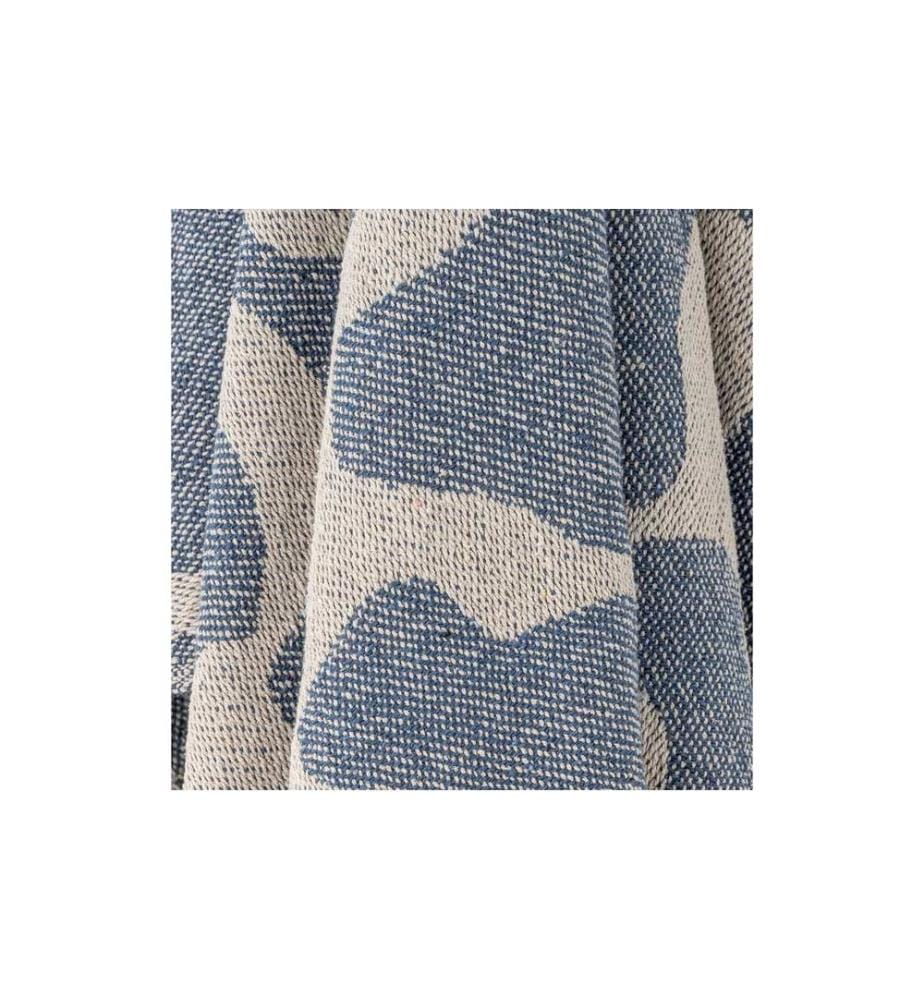 Bloomingville couverture Salobre 160 x 130 cm, bleu/blanc