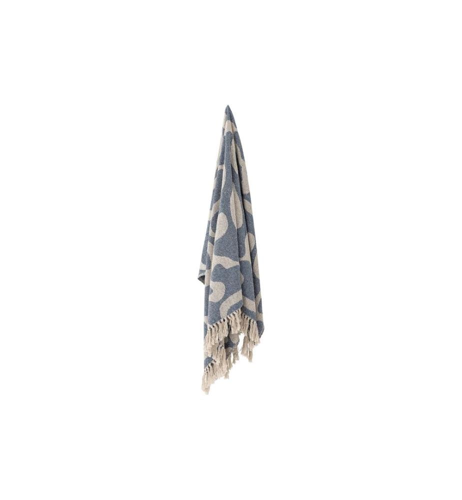 Bloomingville couverture Salobre 160 x 130 cm, bleu/blanc