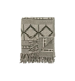 Bloomingville Couverture Gutte 130 x 160 cm, Vert/Beige