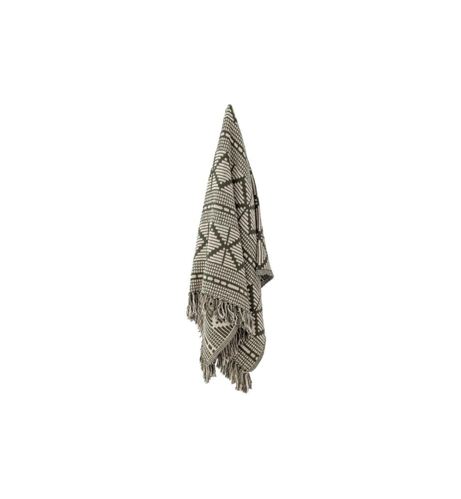 Bloomingville Couverture Gutte 130 x 160 cm, Vert/Beige
