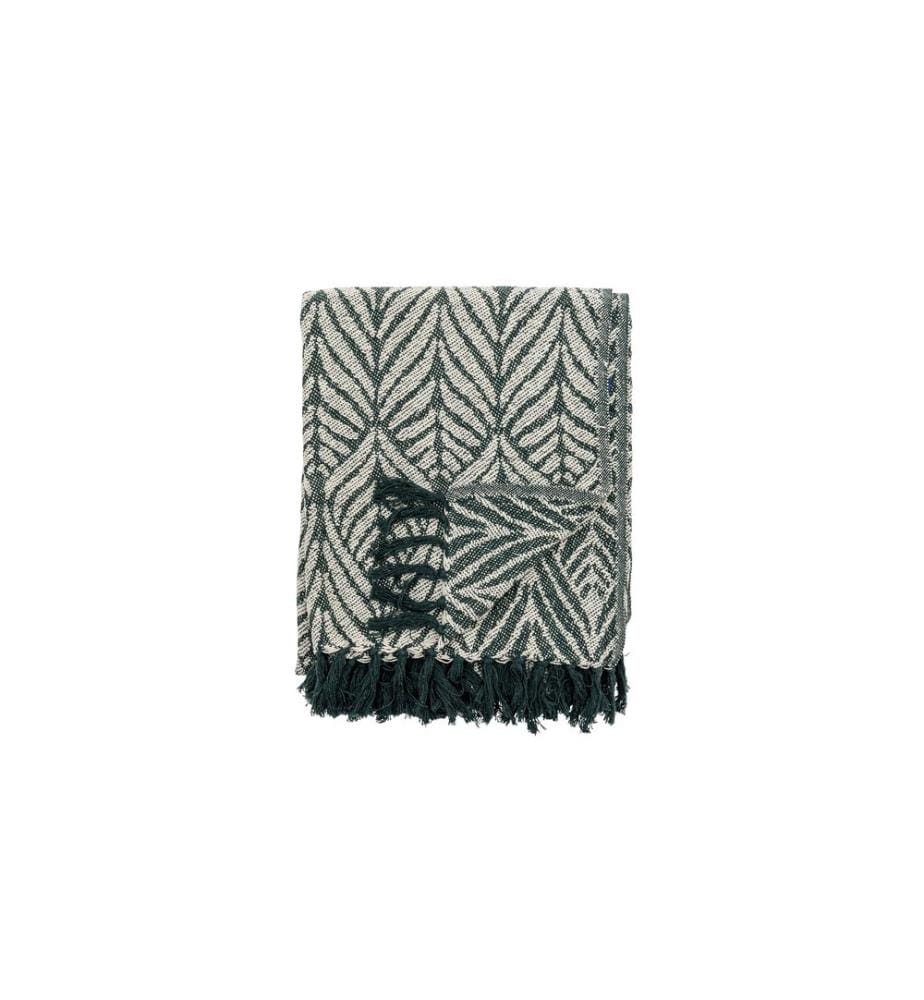 Couverture Bloomingville Ugento 160 x 130 cm, Vert/Blanc