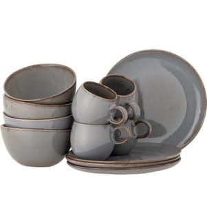 Bloomingville Assiette à dîner Sandrine 12 pièces, Gris