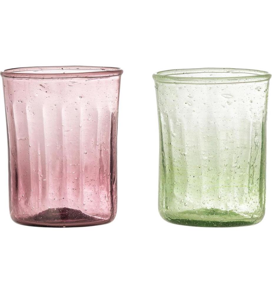 Bloomingville Verre à boire Sunil 240 ml, 2 pièces, rouge/vert