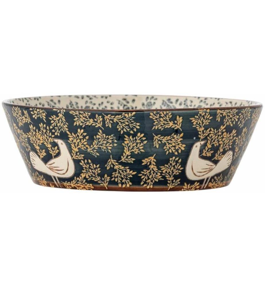 Bloomingville Schale Hezha, Steinzeug, Blau, 28 cm