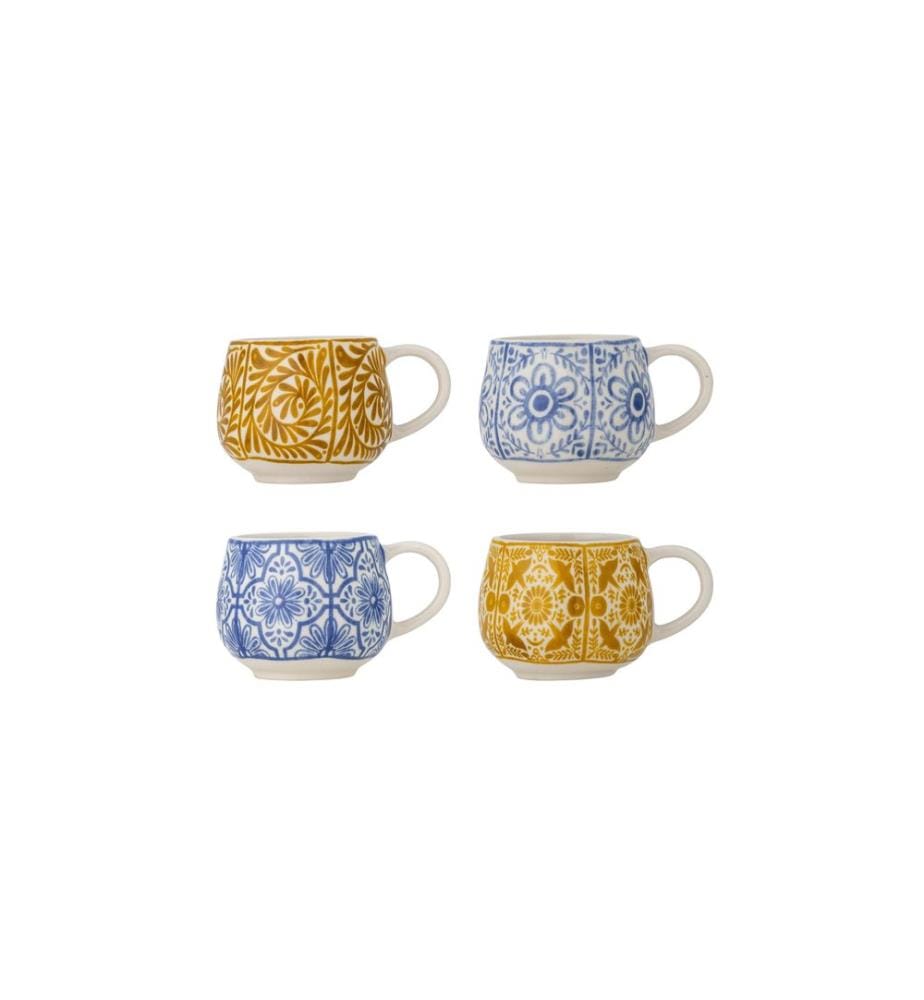 Bloomingville Tasse à expresso Milton 155 ml, 4 pièces, Bleu/Jaune