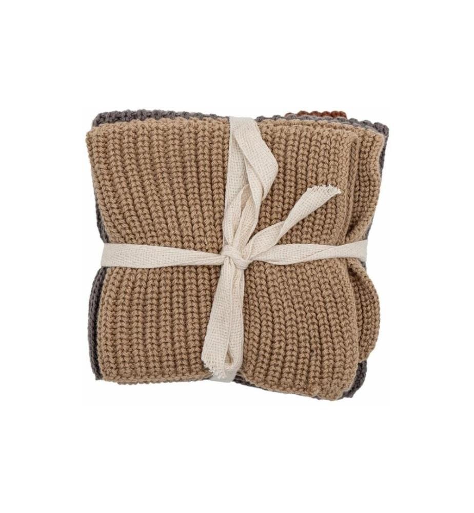 Bloomingville éponge de vaisselle Ninna, Coton, Gris, 27 x 27 cm, 3 pièces